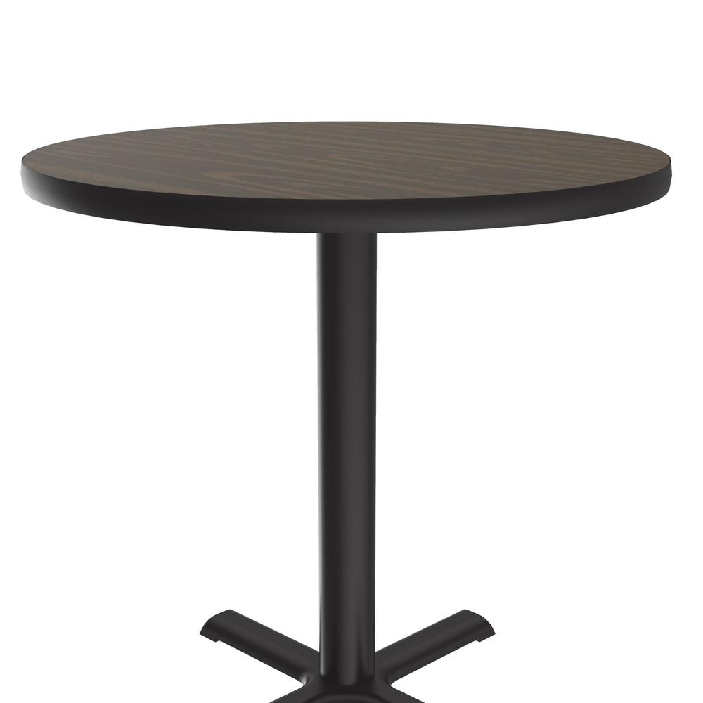 Table Height Commercial Laminate Café and Breakroom Table 48x48" ROUND, WALNUT, BLACK. Picture 2