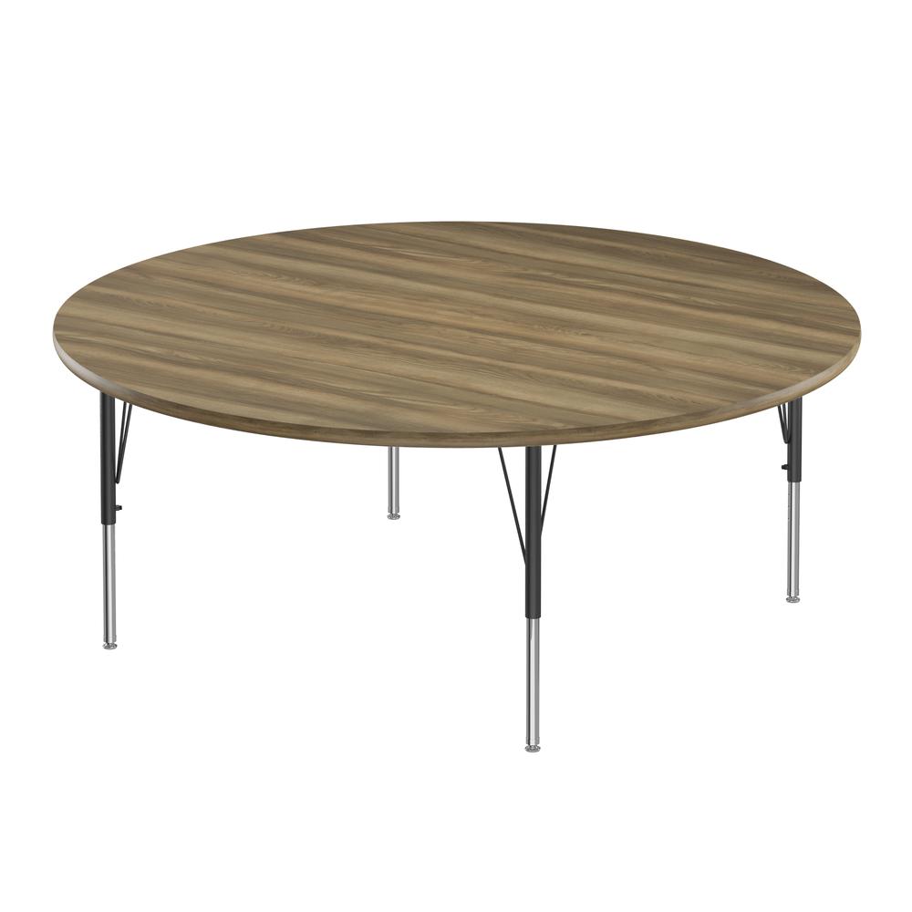 Deluxe High-Pressure Top Activity Tables 60x60", ROUND COLONIAL HICKORY, BLACK/CHROME. Picture 7