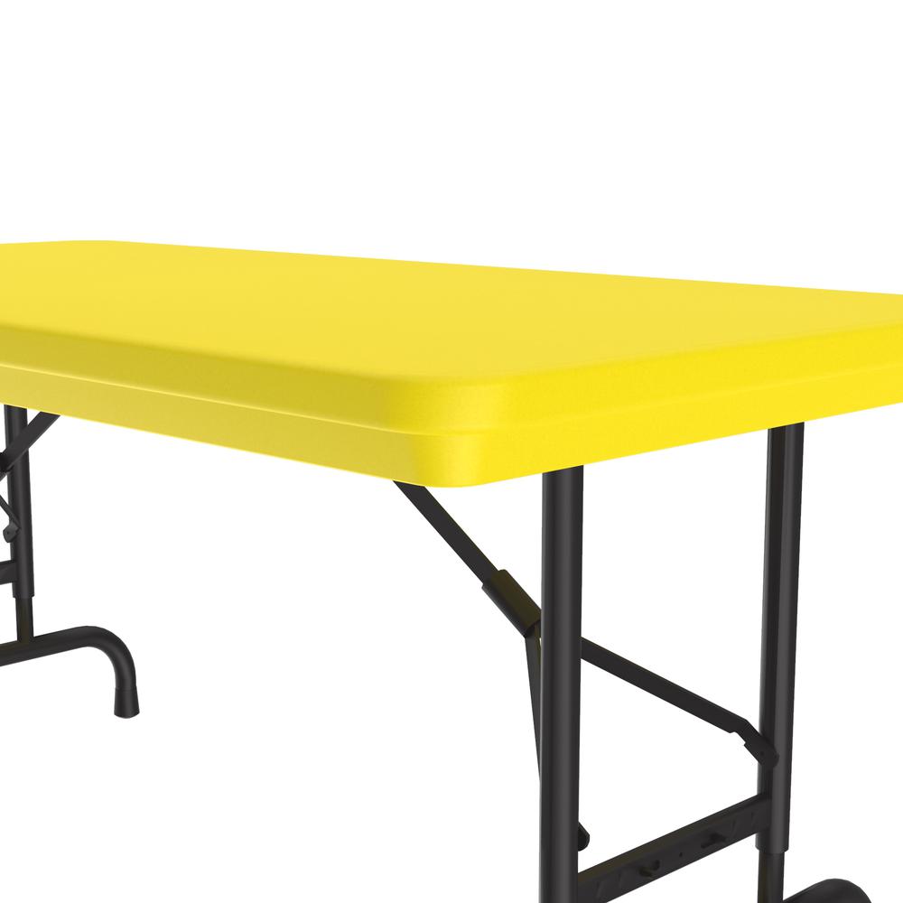 Adjustable Height Commercial Blow-Molded Plastic Folding Table 24x48", RECTANGULAR YELLOW, BLACK. Picture 6