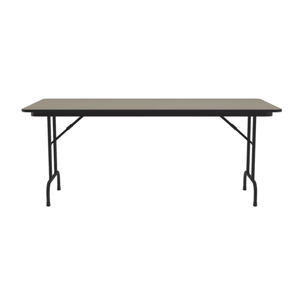 Deluxe High Pressure Top Folding Table, 36x72" RECTANGULAR SAVANNAH SAND, BLACK. Picture 2