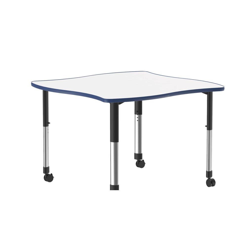 Markerboard-Dry Erase High Pressure Collaborative Desk with Casters, 42x42" SWERVE FROSTY WHITE, BLACK/CHROME. Picture 2