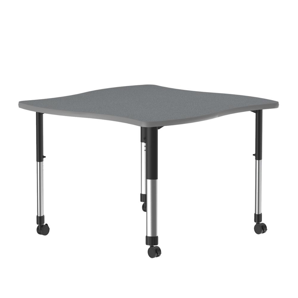 Commercial Lamiante Top Collaborative Desk with Casters, 42x42" SWERVE GRAY GRANITE, GRAY/CHROME. Picture 1