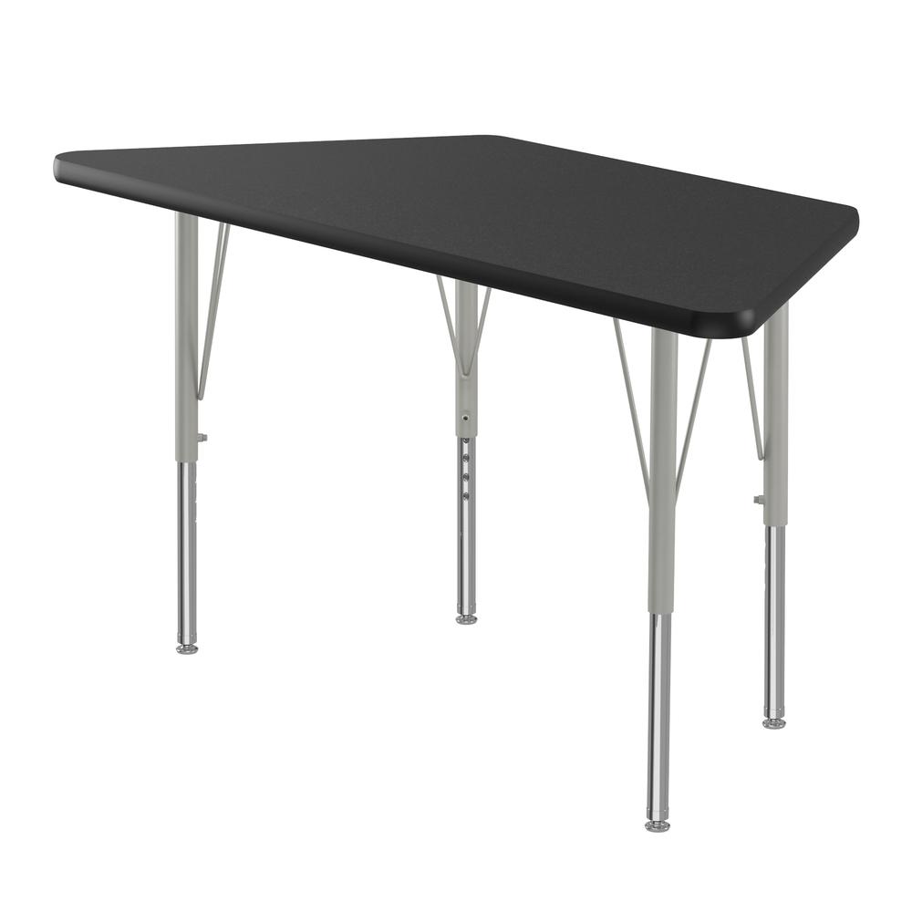 Commercial Laminate Top Activity Tables 24x48" TRAPEZOID, BLACK GRANITE SILVER MSIT. Picture 1