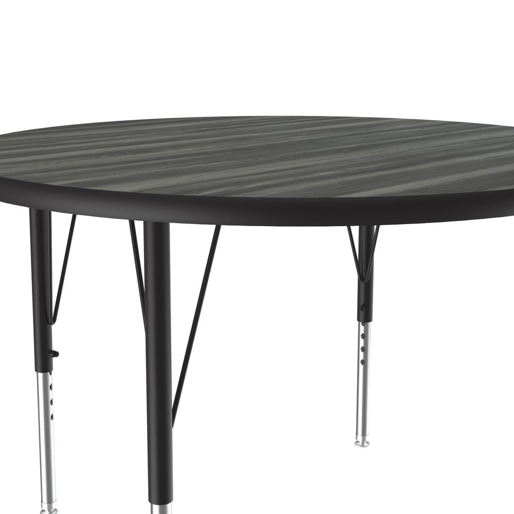Deluxe High-Pressure Top Activity Tables, 36x36", ROUND, NEW ENGLAND DRIFTWOOD BLACK/CHROME. Picture 3
