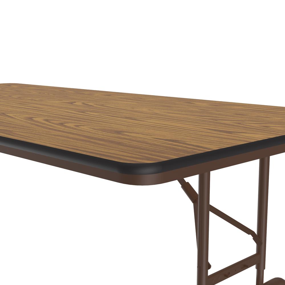 Adjustable Height Thermal Fused Laminate Top Folding Table, 30x96" RECTANGULAR MEDIUM OAK  BROWN. Picture 3