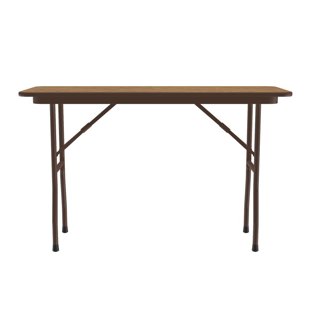 Deluxe High Pressure Top Folding Table, 18x48", RECTANGULAR, MED OAK BROWN. Picture 4