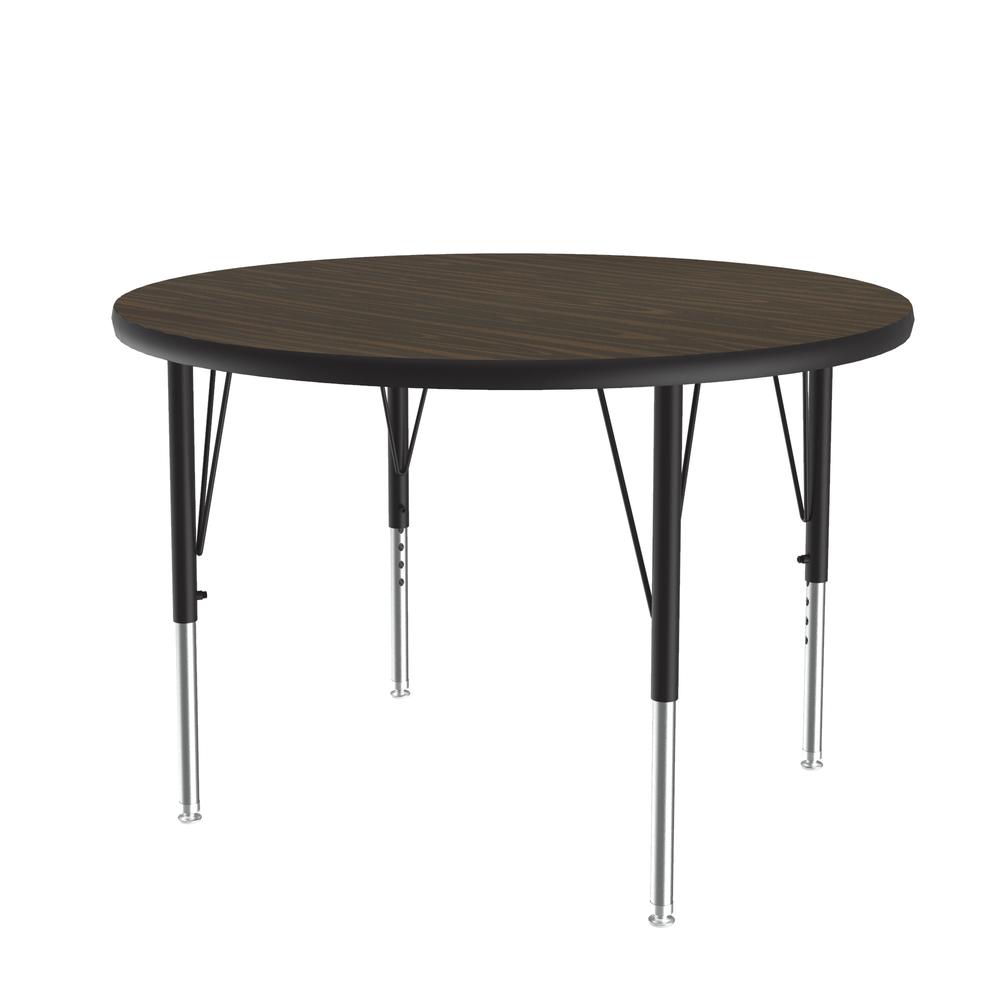 Deluxe High-Pressure Top Activity Tables 36x36" ROUND, WALNUT, BLACK/CHROME. Picture 2