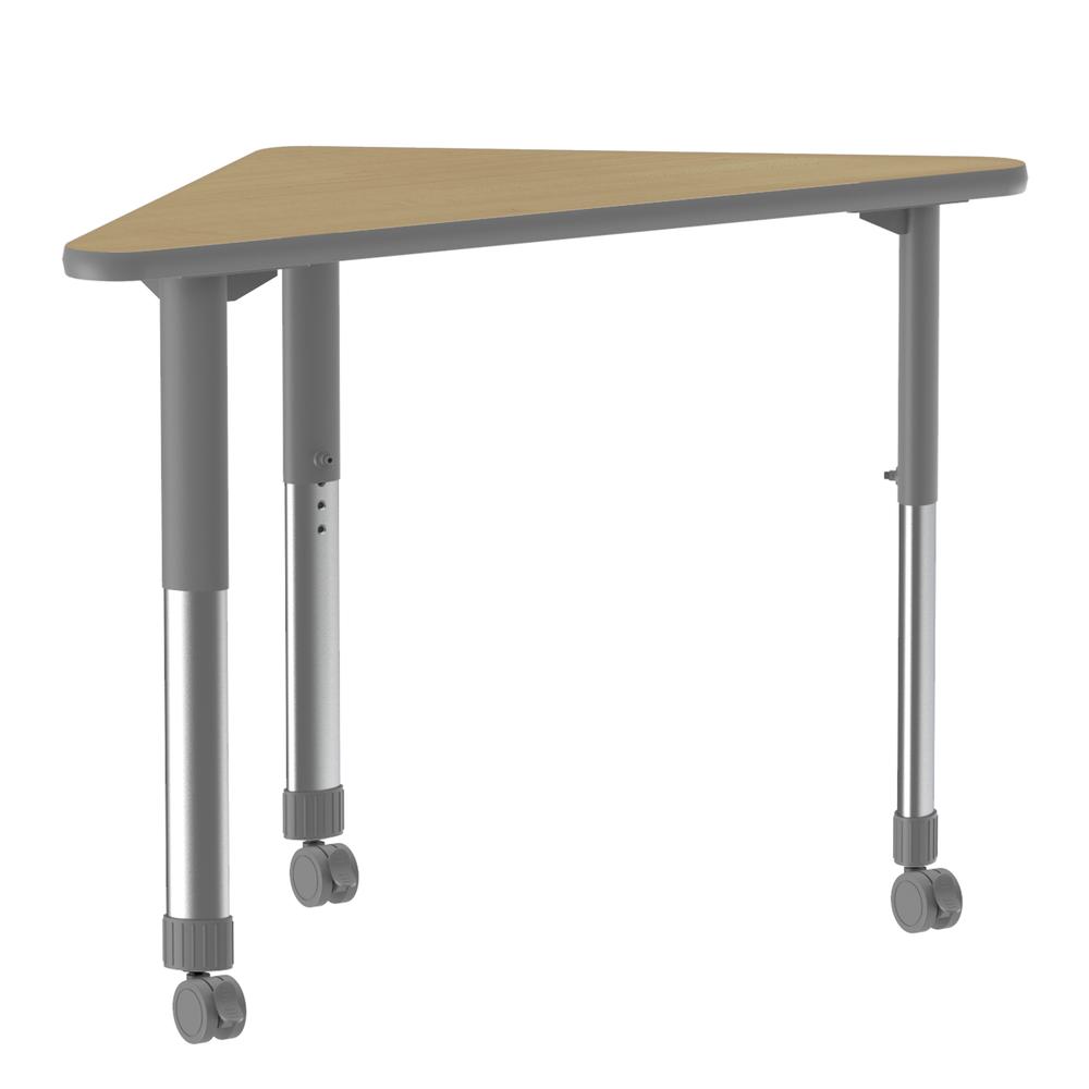 Deluxe High Pressure Collaborative Desk with Casters 41x23", WING FUSION MAPLE, GRAY/CHROME. Picture 1