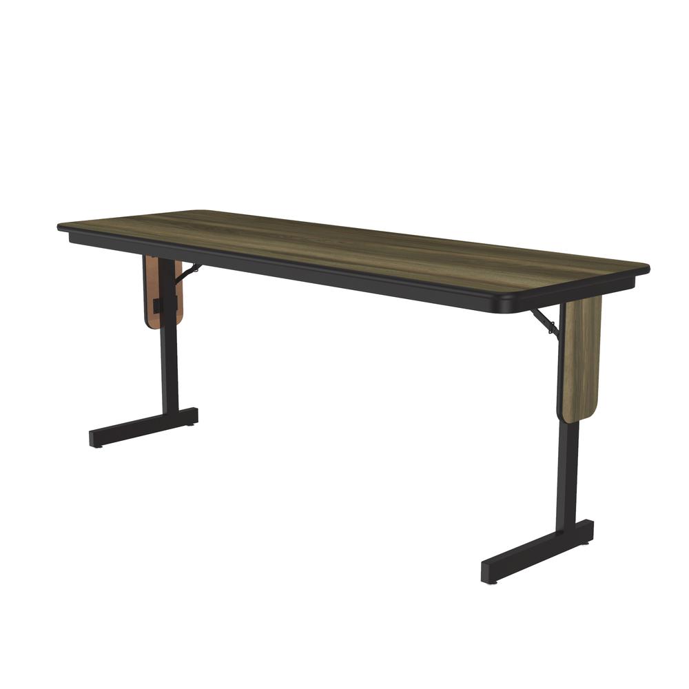 Deluxe High-Pressure Folding Seminar Table with Panel Leg, 24x72", RECTANGULAR, COLONIAL HICKORY BLACK. Picture 7