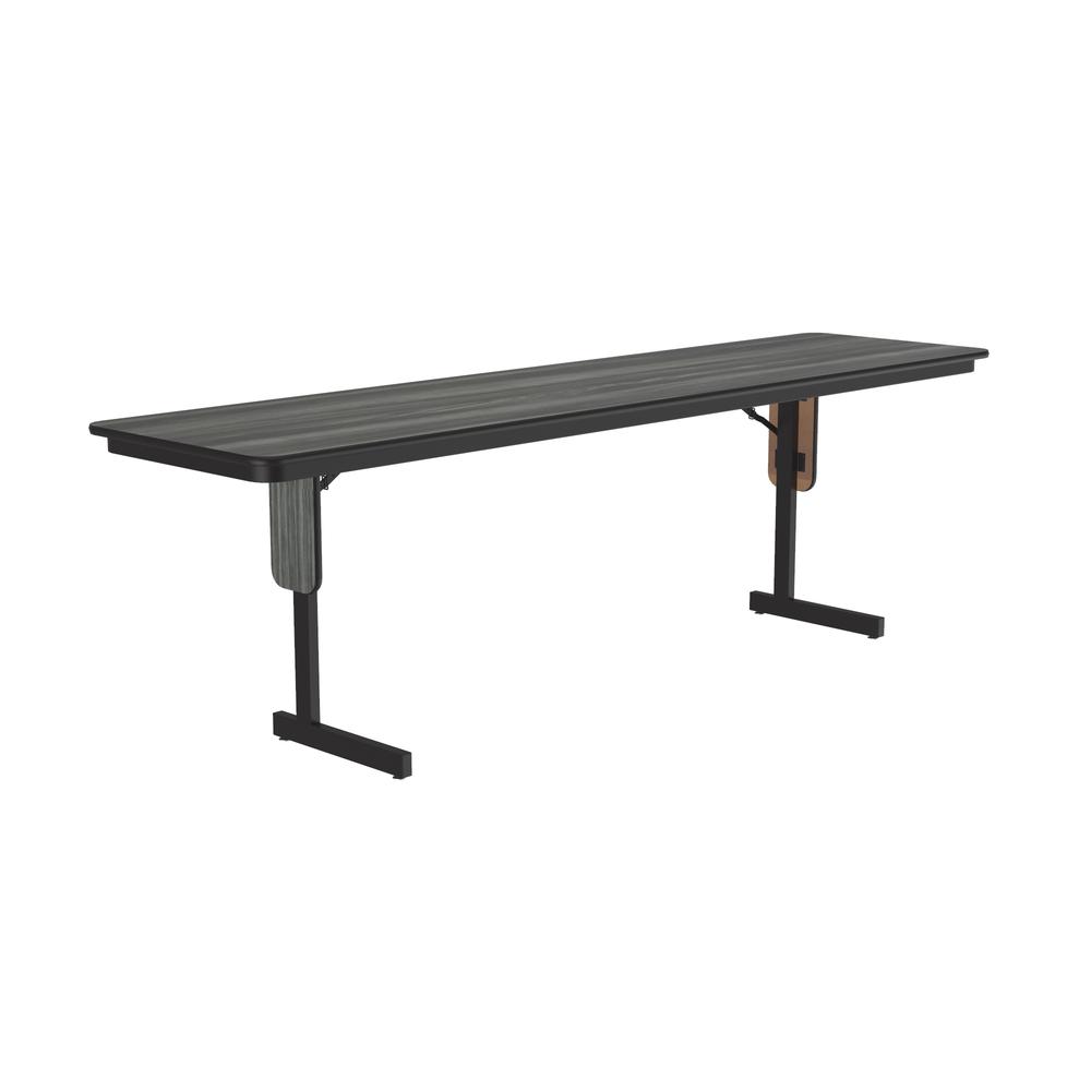 Deluxe High-Pressure Folding Seminar Table with Panel Leg 24x96" RECTANGULAR, NEW ENGLAND DRIFTWOOD BLACK. Picture 9