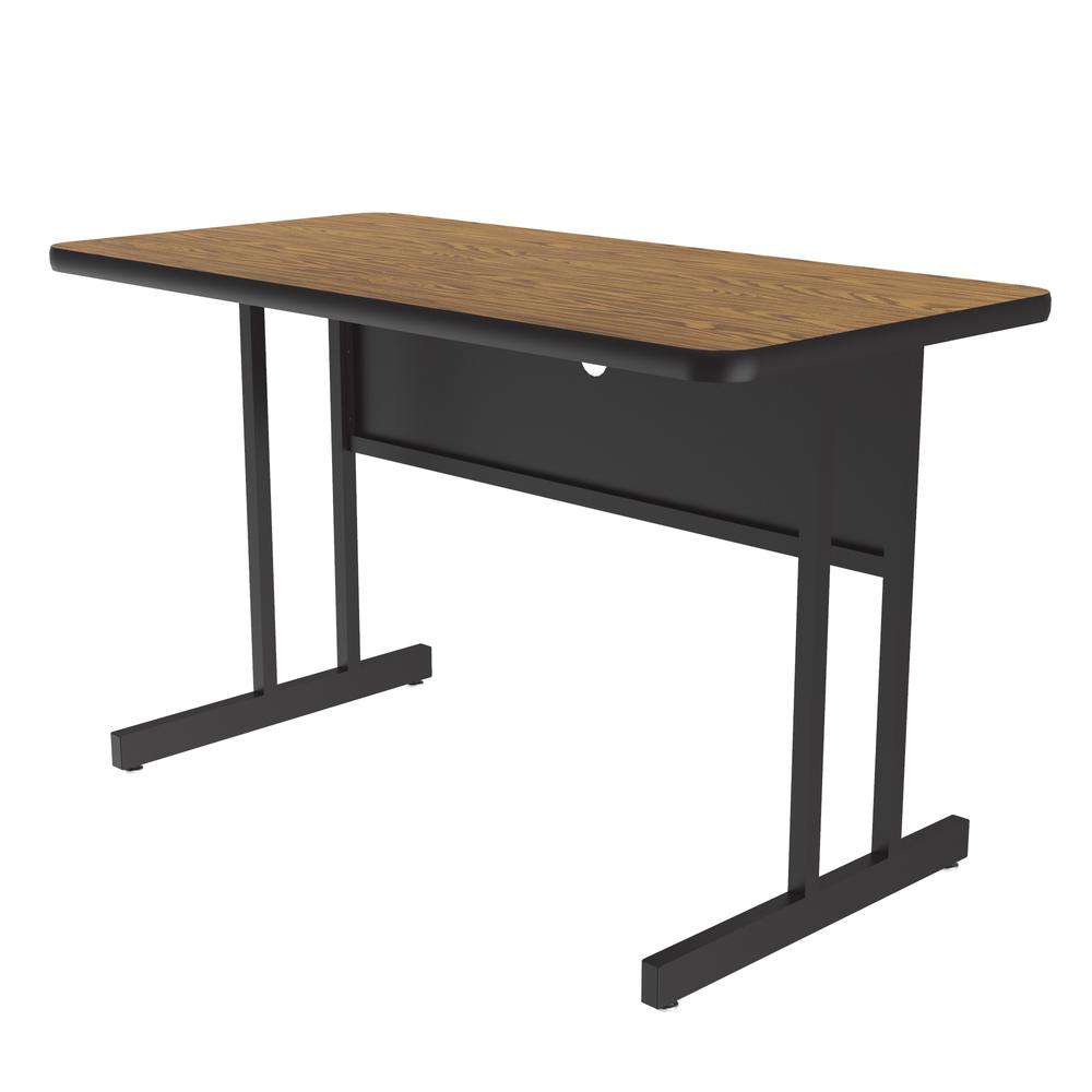 Desk Height Commercial Laminate Top Computer/Student Desks, 24x48", RECTANGULAR, MEDIUM OAK , BLACK. Picture 6