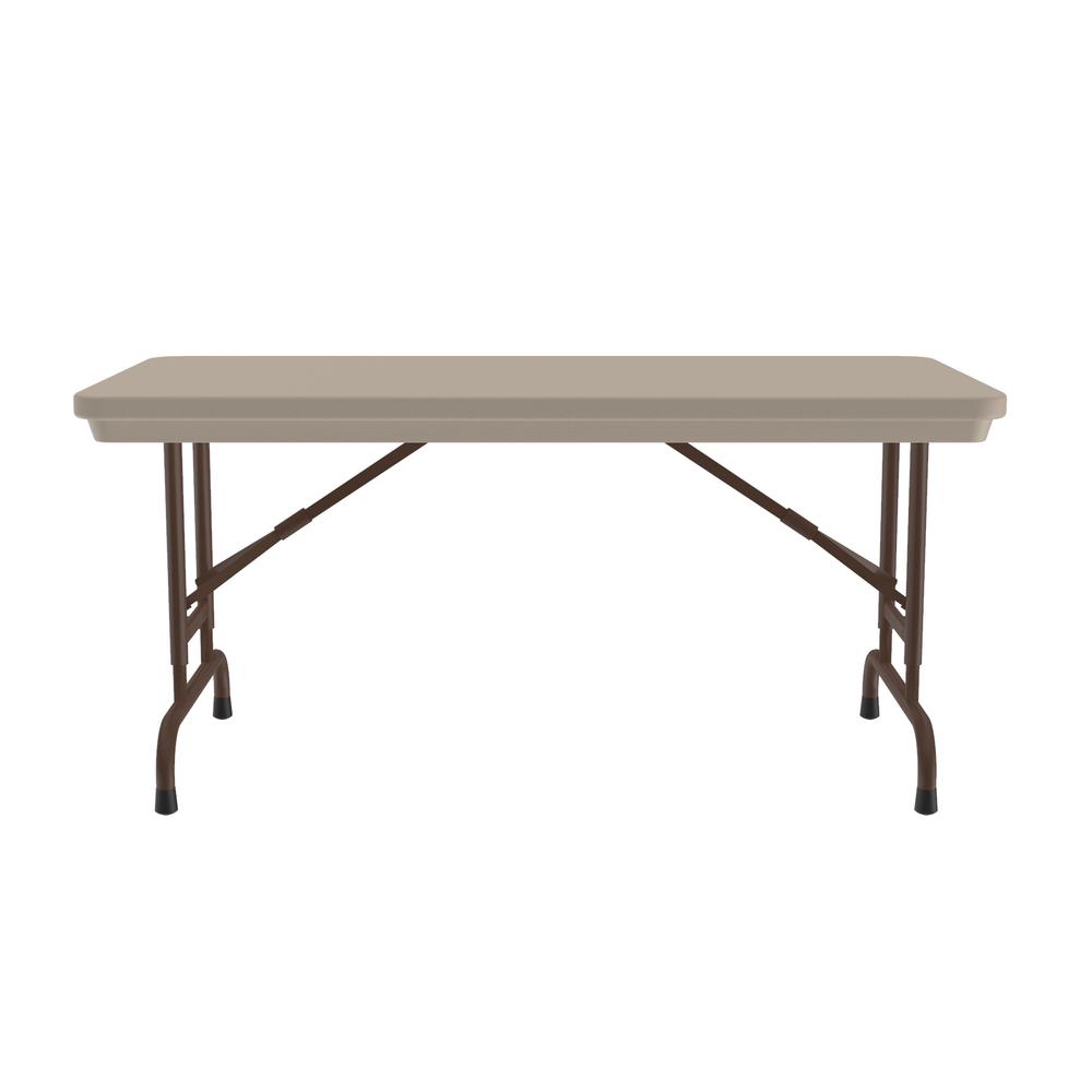 Adjustable Height Commercial Blow-Molded Plastic Folding Table 24x48" RECTANGULAR, MOCHA GRANITE BROWN. Picture 8