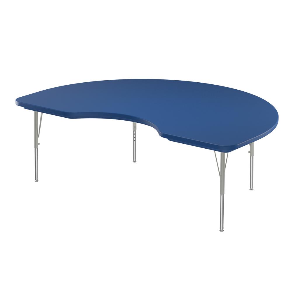Commercial Blow-Molded Plastic Top Activity Tables 48x72", KIDNEY BLUE SILVER MIST. Picture 6