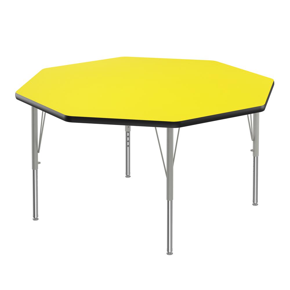 Deluxe High-Pressure Top Activity Tables 48x48" OCTAGONAL YELLOW , SILVER MIST. Picture 1