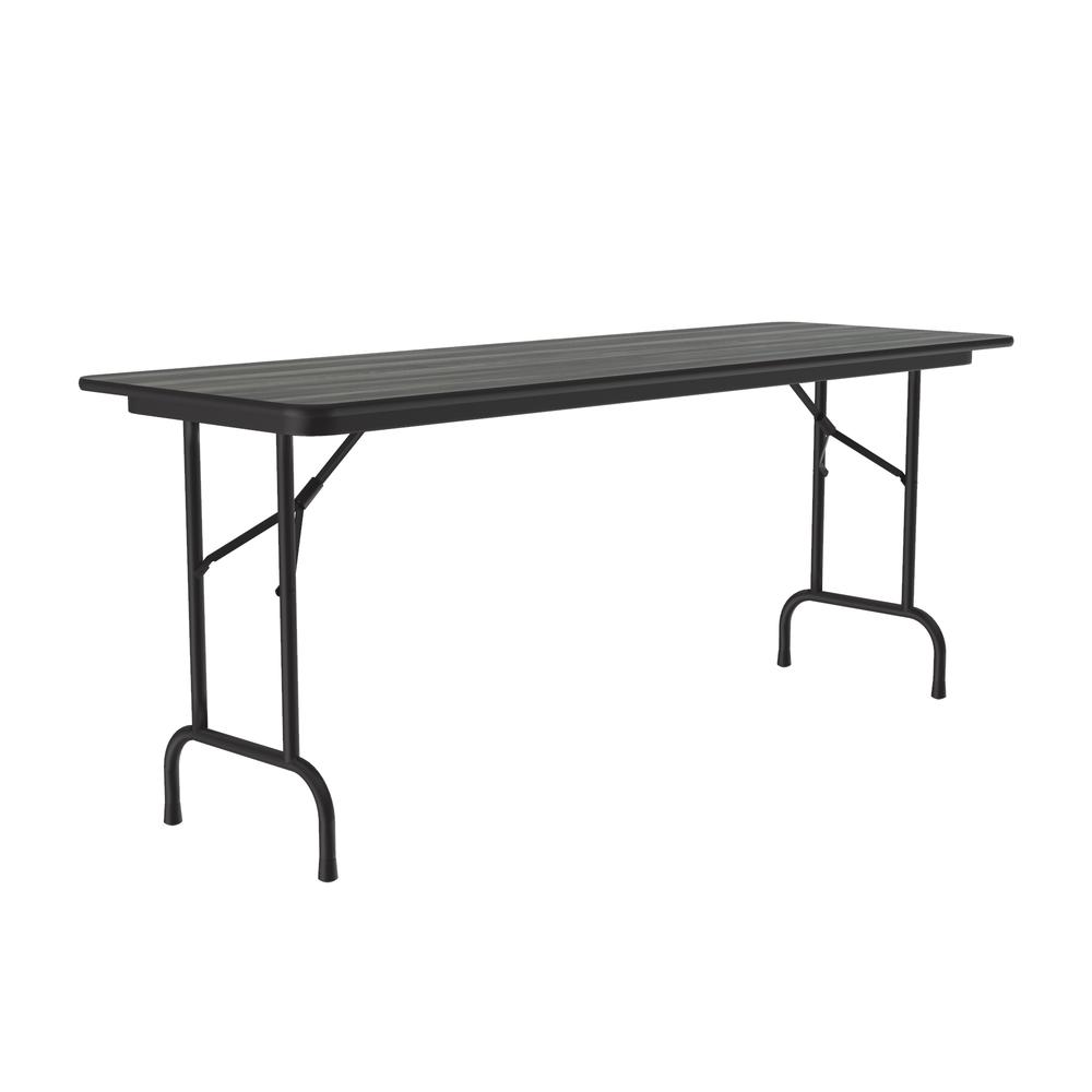 Deluxe High Pressure Top Folding Table 24x72", RECTANGULAR NEW ENGLAND DRIFTWOOD, BLACK. Picture 2