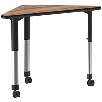 Deluxe High Pressure Collaborative Desk with Casters, 41x23", WING COLONIAL HICKORY BLACK/CHROME. Picture 1