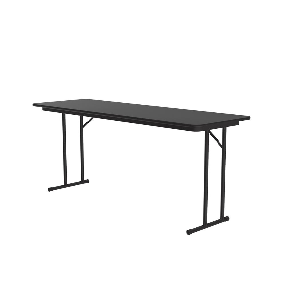 Deluxe High-Pressure Folding Seminar Table with Off-Set Leg 24x60" RECTANGULAR, BLACK GRANITE BLACK. Picture 6