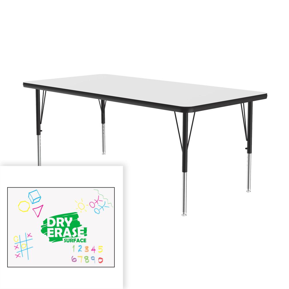 Markerboard-Dry Erase  Deluxe High Pressure Top - Activity Tables 30x48", RECTANGULAR FROSTY WHITE, BLACK/CHROME. Picture 3