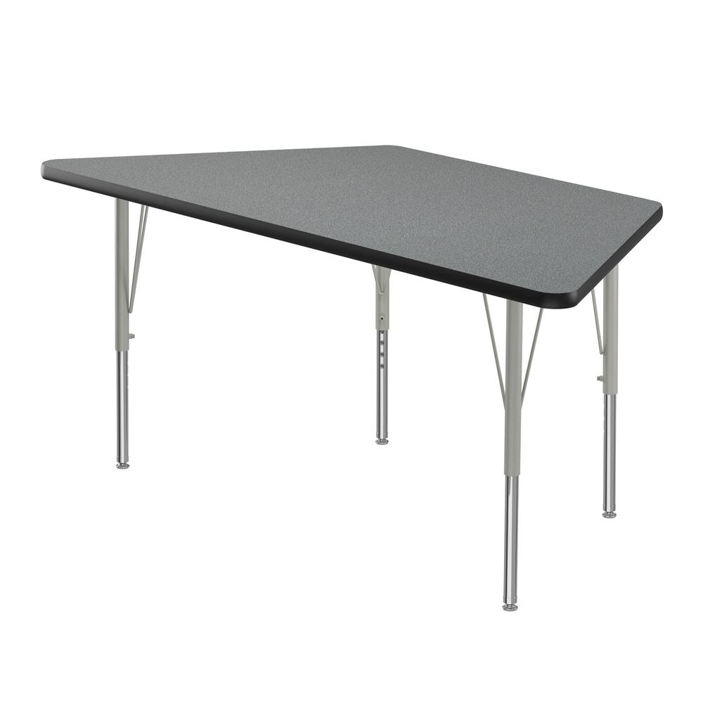 Deluxe High-Pressure Top Activity Tables 30x60", TRAPEZOID, MONTANA GRANITE SILVER MIST. Picture 1