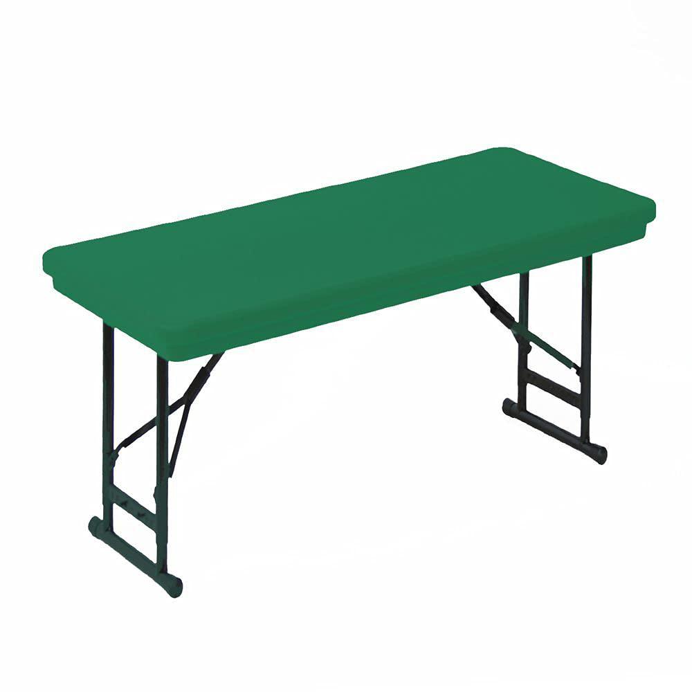 Adjustable Height Commercial Blow-Molded Plastic Folding Table, 30x72" RECTANGULAR GREEN, BLACK. Picture 1