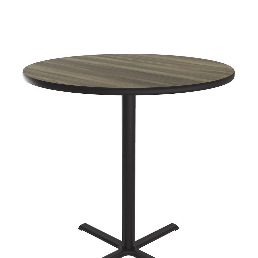 Bar Stool/Standing Height Deluxe High-Pressure Café and Breakroom Table, 36x36" ROUND COLONIAL HICKORY, BLACK. Picture 2