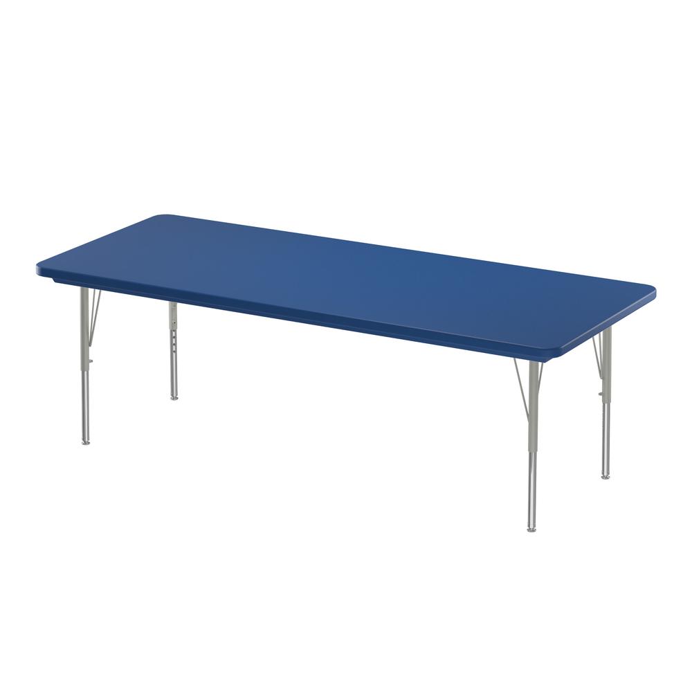 Commercial Blow-Molded Plastic Top Activity Tables, 30x72", RECTANGULAR BLUE SILVER MIST. Picture 1
