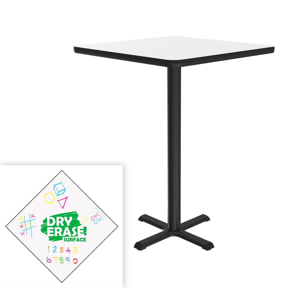 Markerboard-Dry Erase High Pressure Top - Bar Stool Height Café and Breakroom Table, 24x24", SQUARE, FROSTY WHTIE, BLACK. Picture 9