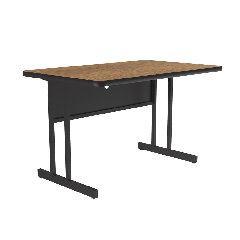 Desk Height  Deluxe HIgh-Pressure Top Computer/Student Desks , 30x48", RECTANGULAR, MEDIUM OAK BLACK. Picture 6
