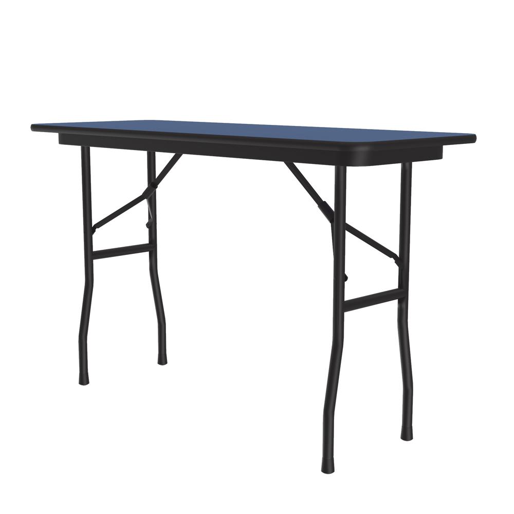 Deluxe High Pressure Top Folding Table, 18x48" RECTANGULAR BLUE, BLACK. Picture 2