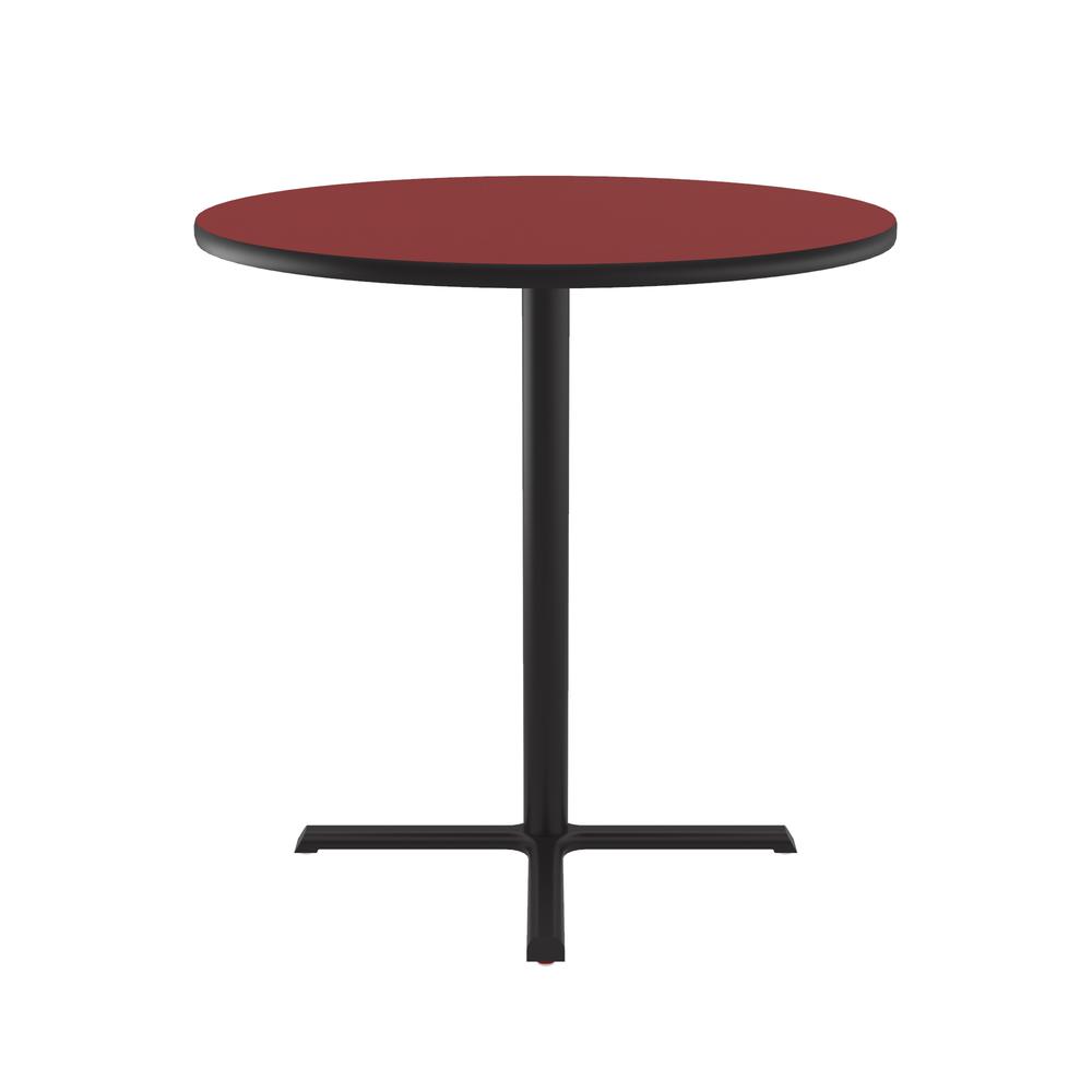 Bar Stool/Standing Height Deluxe High-Pressure Café and Breakroom Table, 48x48", ROUND, RED, BLACK. Picture 2