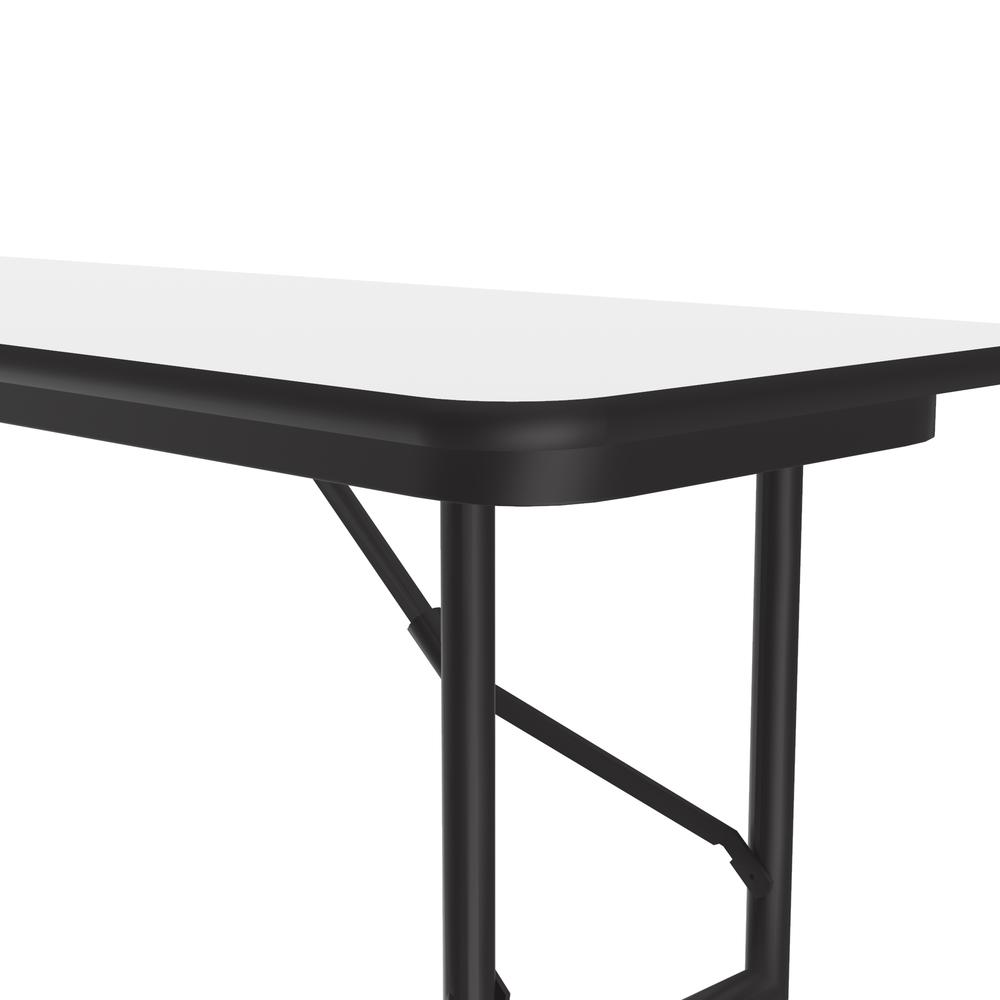 Deluxe High Pressure Top Folding Table, 18x96" RECTANGULAR WHITE, BLACK. Picture 6