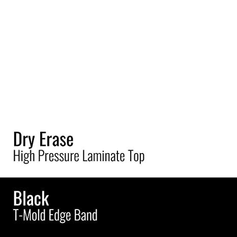 Markerboard-Dry Erase High Pressure Collaborative Desk, 33x23" TRAPEZOID FROSTY WHITE, BLACK/CHROME. Picture 1