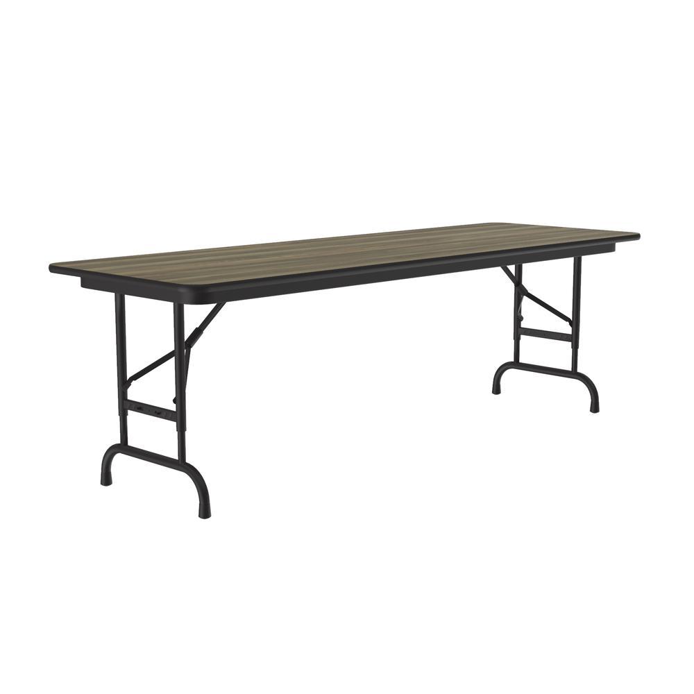 Adjustable Height High Pressure Top Folding Table, 24x60" RECTANGULAR, COLONIAL HICKORY BLACK. Picture 1