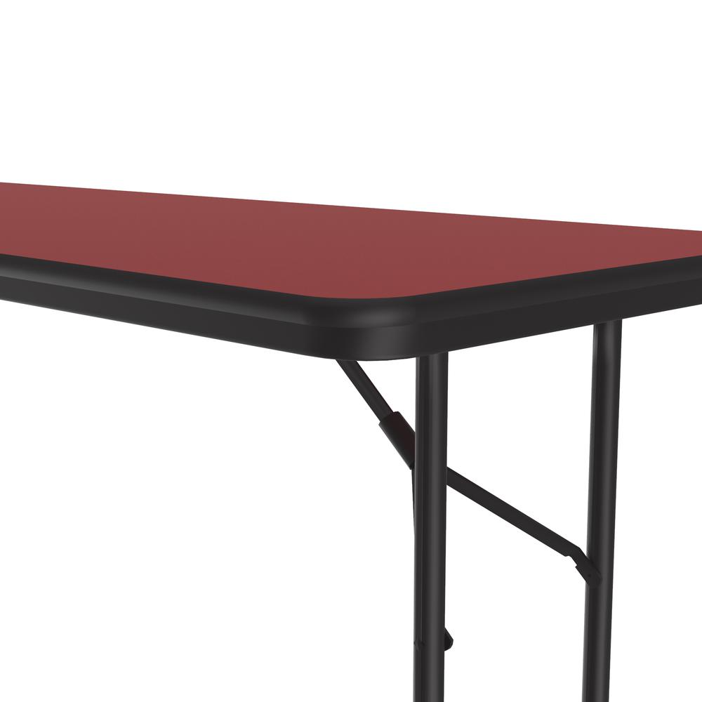 Deluxe High Pressure Top Folding Table 24x96", RECTANGULAR RED, BLACK. Picture 4