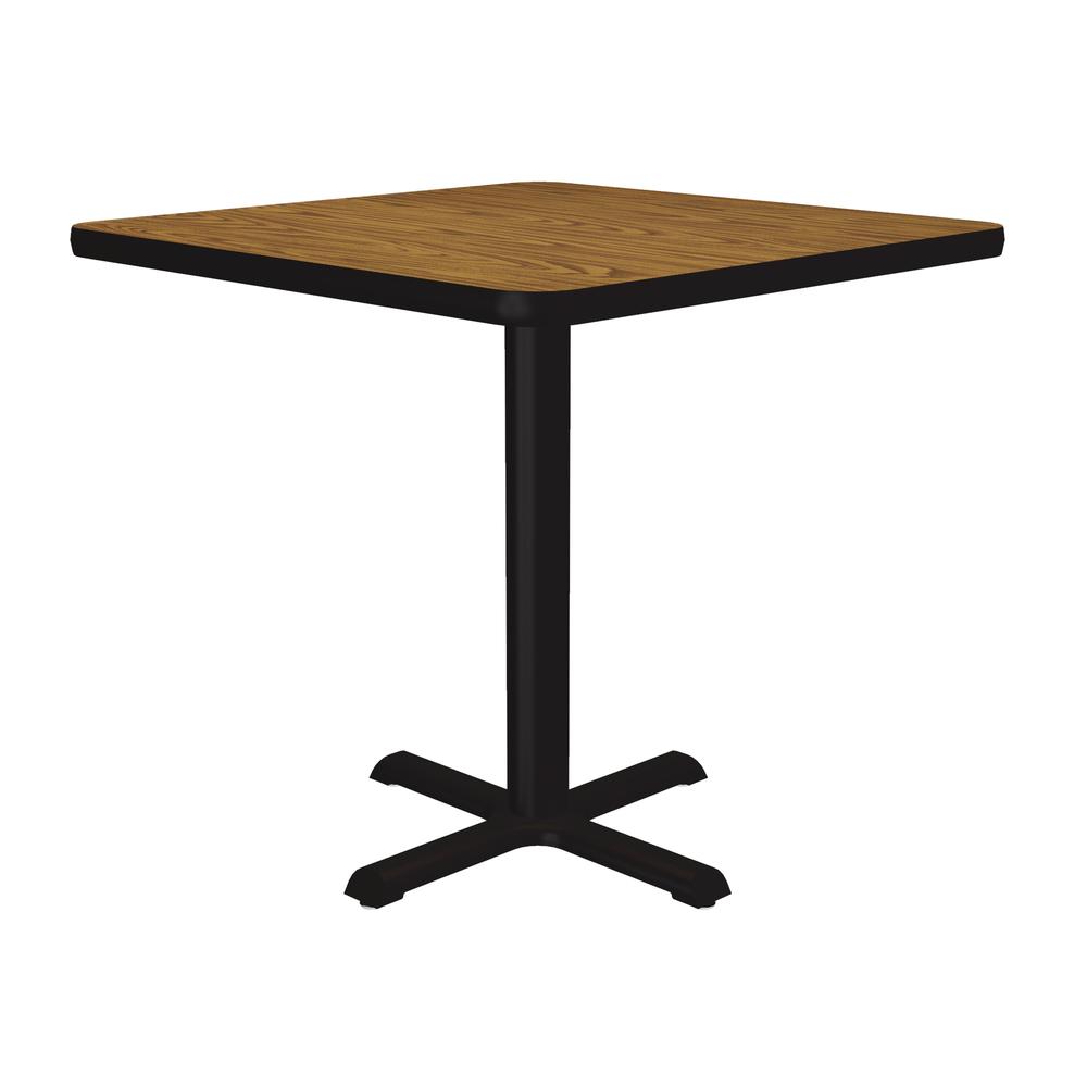 Table Height Commercial Laminate Café and Breakroom Table, 24x24", SQUARE MEDIUM OAK BLACK. Picture 2