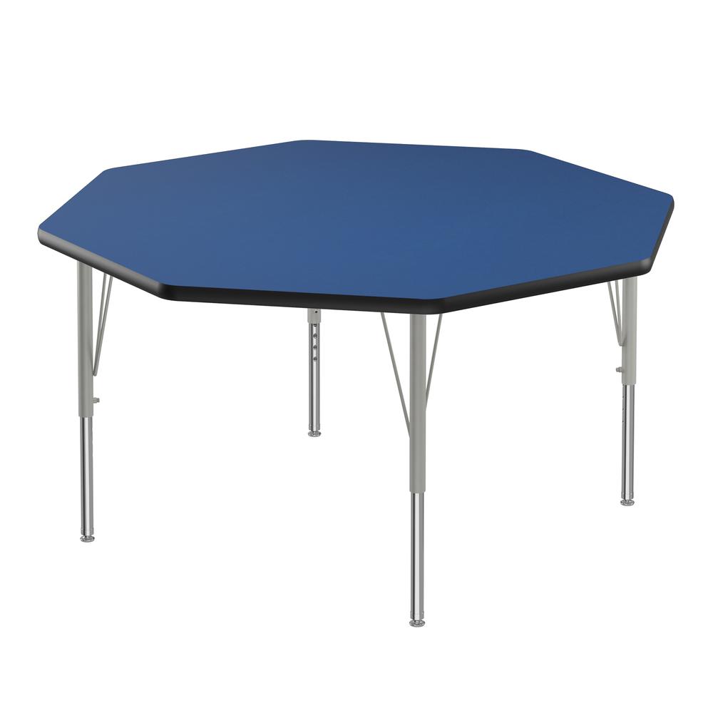 Deluxe High-Pressure Top Activity Tables, 48x48" OCTAGONAL BLUE, SILVER MIST. Picture 8
