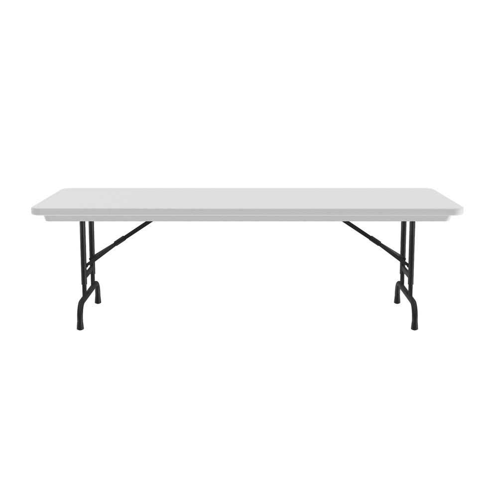 Adjustable Height Commercial Blow-Molded Plastic Folding Table 30x60", RECTANGULAR GRAY GRANITE, BLACK. Picture 4