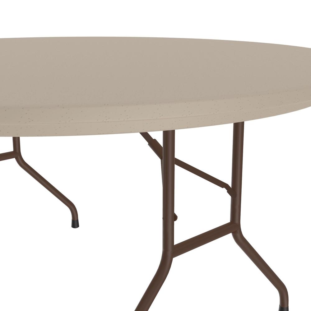Correctional Facility Tamper-Resistant Commercial Blow-Molded Plastic Folding Tables, 60x60", ROUND, MOCHA GRANITE BROWN. Picture 9