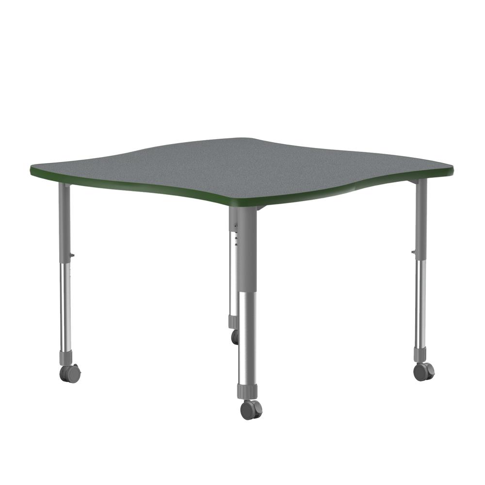 Commercial Lamiante Top Collaborative Desk with Casters 42x42", SWERVE, GRAY GRANITE, GRAY/CHROME. Picture 3