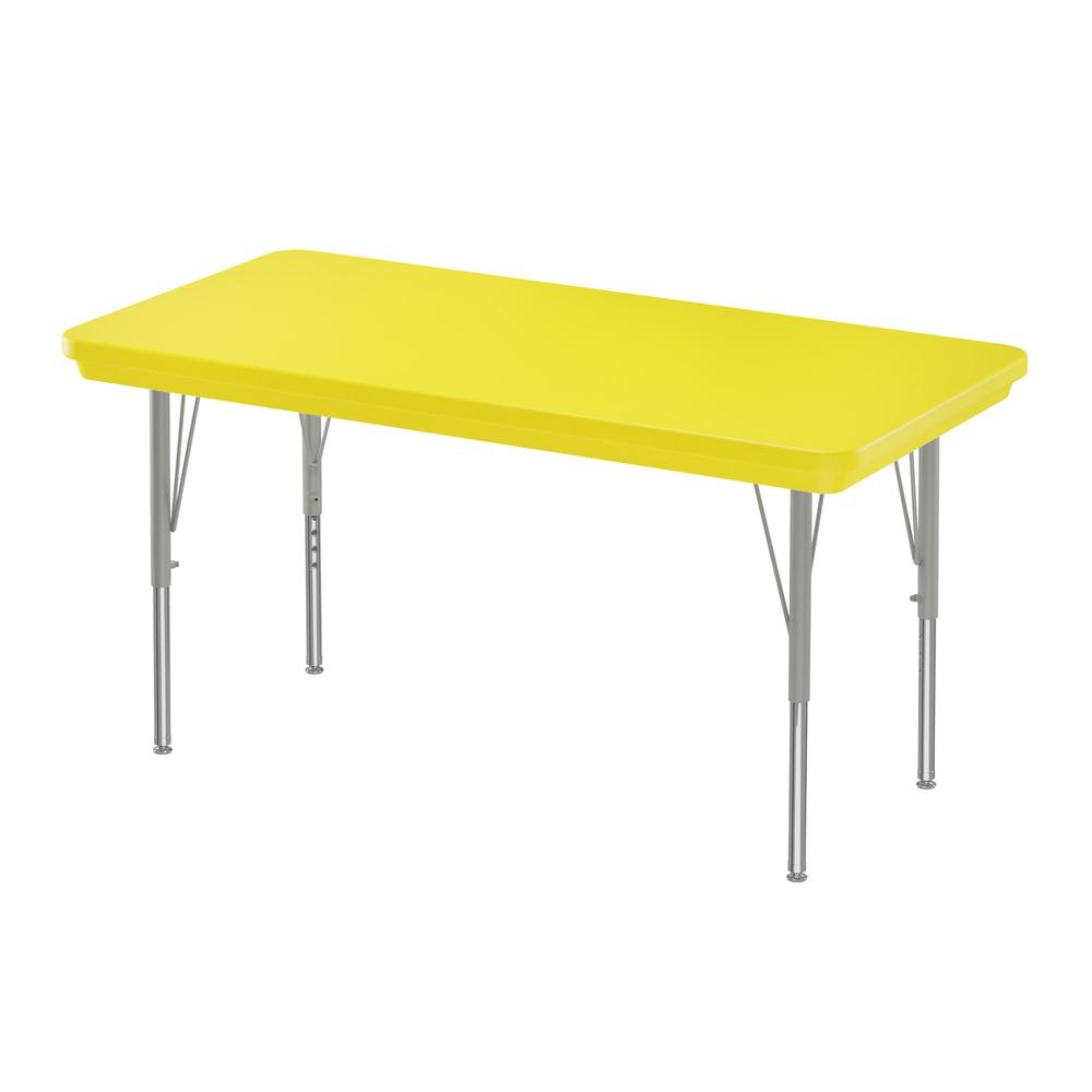 Commercial Blow-Molded Plastic Top Activity Tables 24x48", RECTANGULAR, YELLOW  SILVER MIST. Picture 5