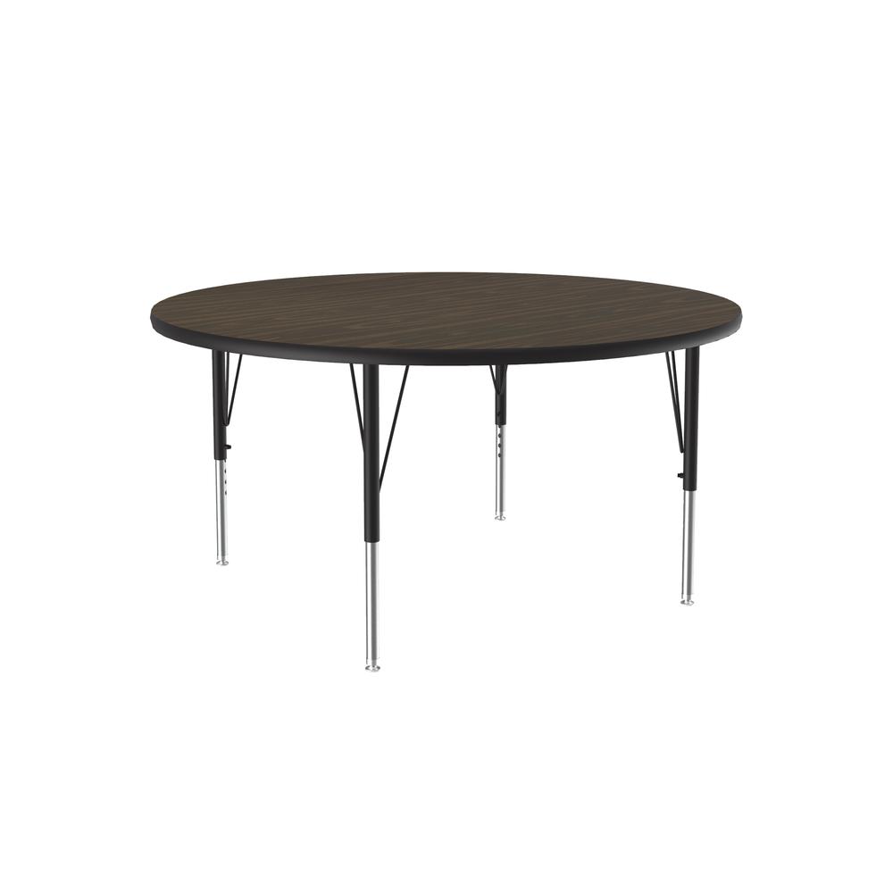 Commercial Laminate Top Activity Tables, 42x42" ROUND WALNUT BLACK/CHROME. Picture 2