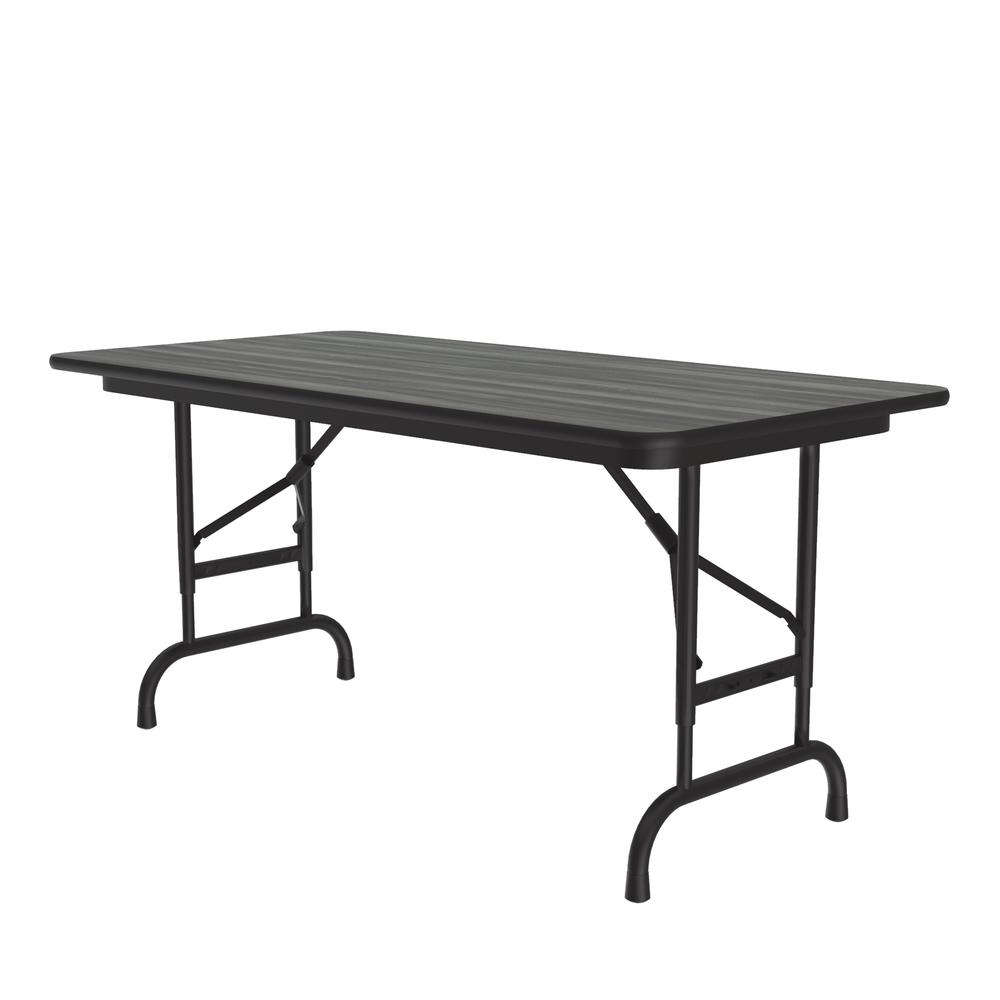 Adjustable Height High Pressure Top Folding Table, 24x48" RECTANGULAR NEW ENGLAND DRIFTWOOD BLACK. Picture 1