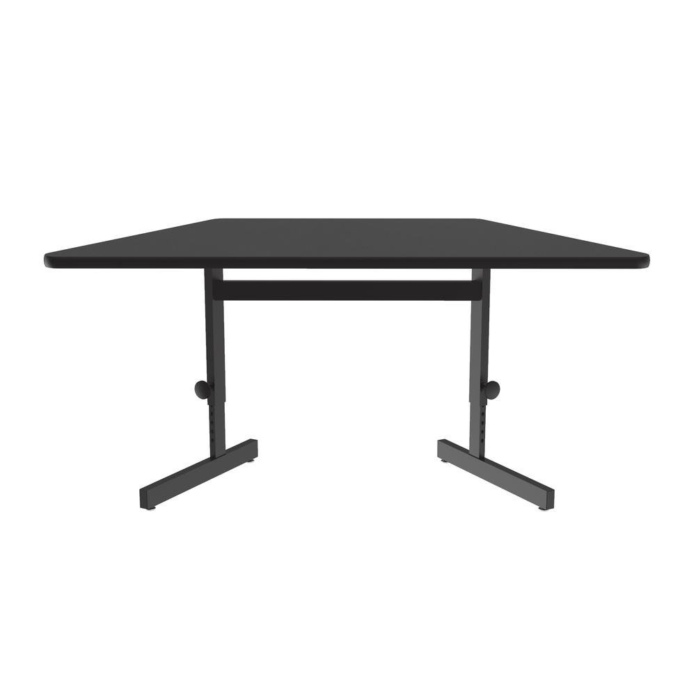 Adjustable Height Commercial Lamiante Top, Trapezoid, Computer/Student Desks, 30x60", TRAPEZOID, BLACK GRANITE, BLACK. Picture 5