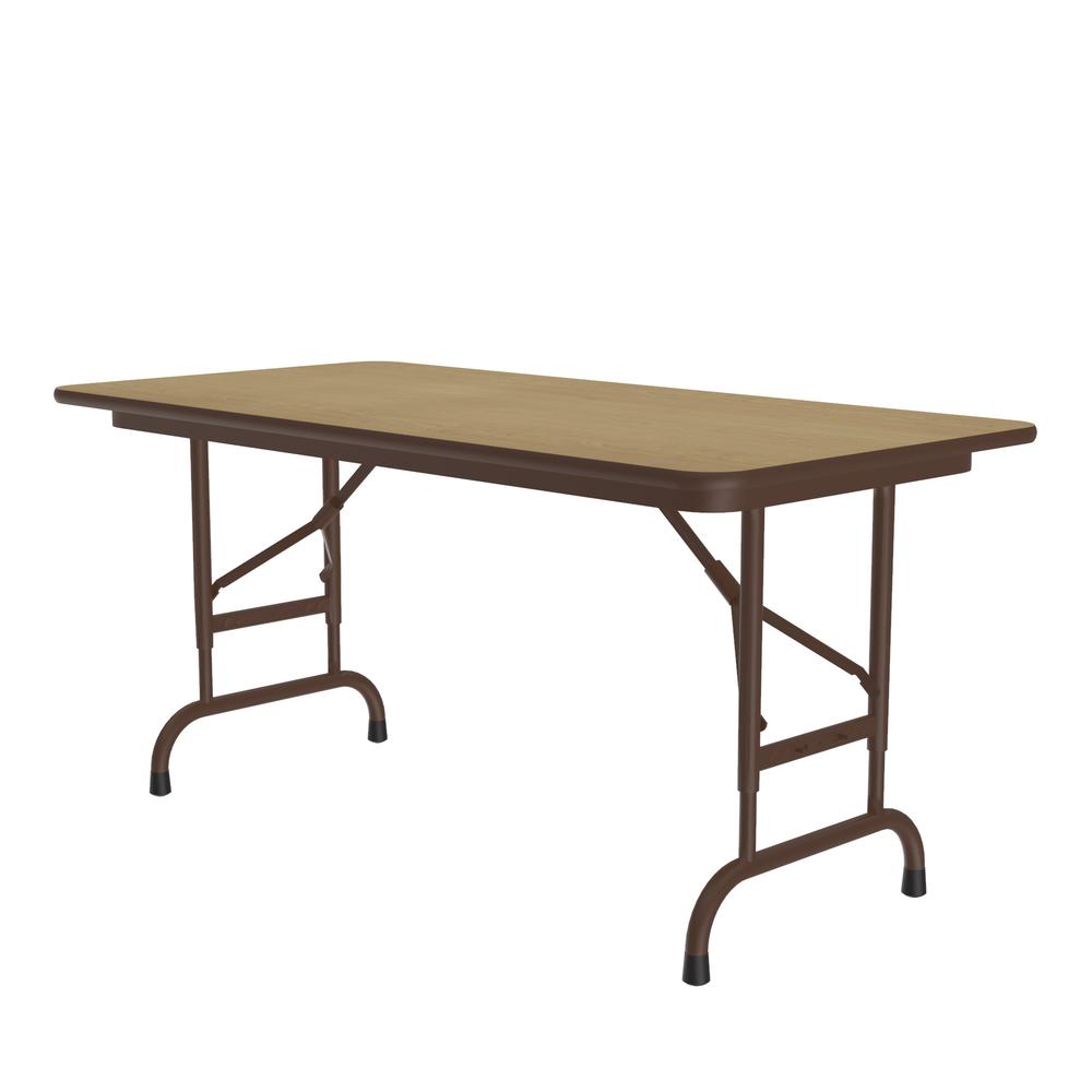 Adjustable Height High Pressure Top Folding Table, 24x48", RECTANGULAR FUSION MAPLE BROWN. Picture 6