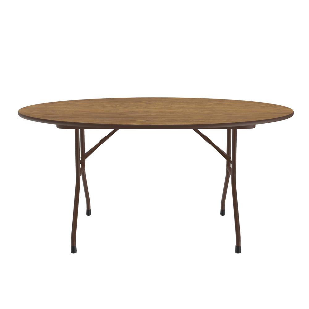 Econoline Melamine Top Folding Table, 60x60" ROUND, MED OAK BROWN. Picture 2