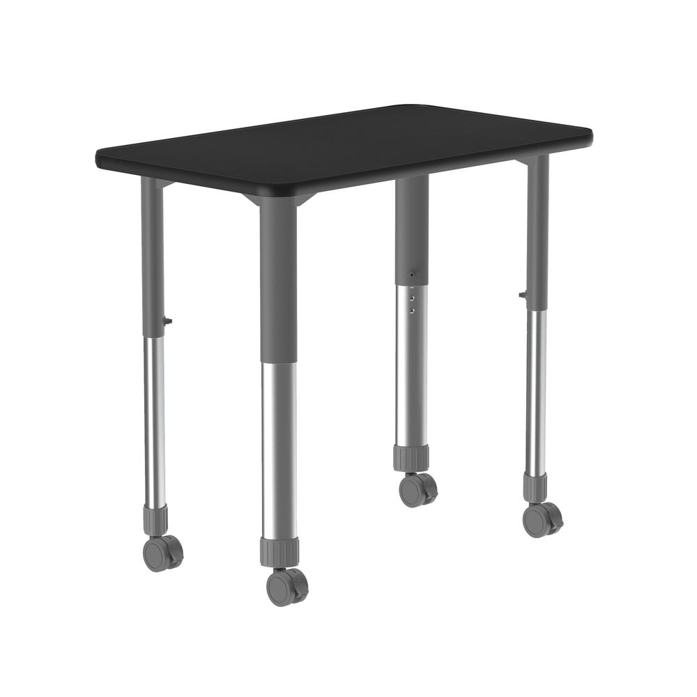 Commercial Lamiante Top Collaborative Desk with Casters, 34x20", RECTANGULAR BLACK GRANITE GRAY/CHROME. Picture 2