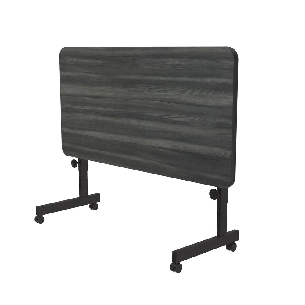 Deluxe High Pressure Top Flip Top Table 24x48", RECTANGULAR, NEW ENGLAND DRIFTWOOD, BLACK. Picture 3