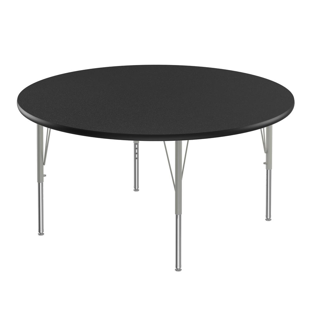 Commercial Laminate Top Activity Tables 48x48", ROUND BLACK GRANITE, SILVER MIST. Picture 9