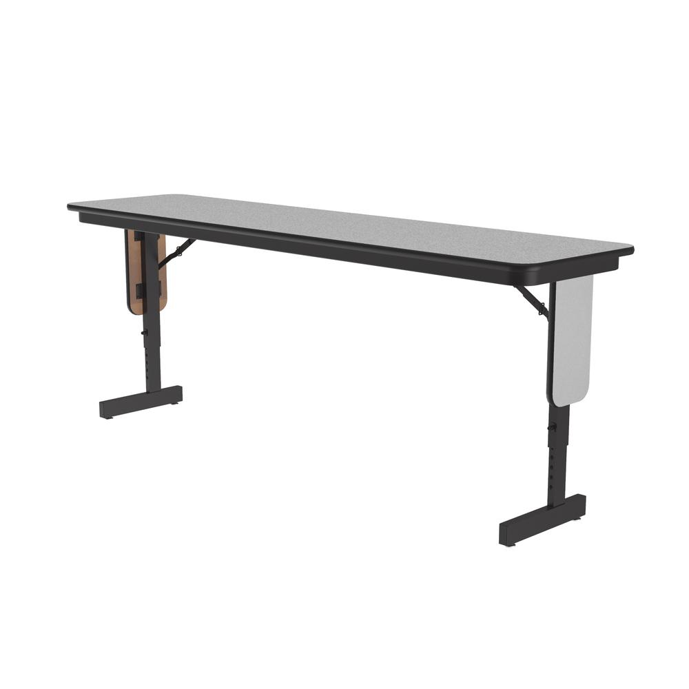Adjustable Height Commercial Laminate Folding Seminar Table with Panel Leg 18x96" RECTANGULAR, GRAY GRANITE BLACK. Picture 2