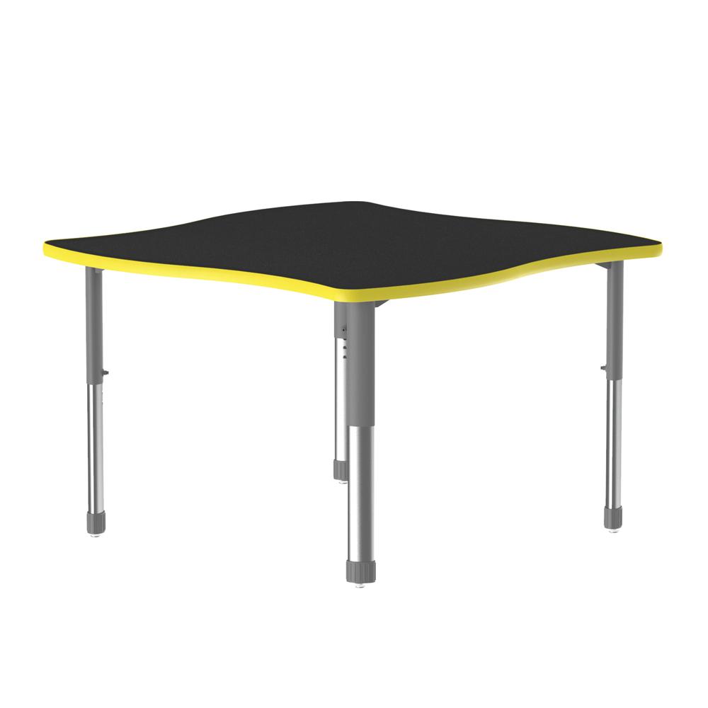 Commercial Lamiante Top Collaborative Desk, 42x42", SWERVE, BLACK GRANITE GRAY/CHROME. Picture 2